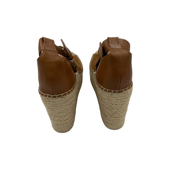 NWOT MARC FISHER Adalyn Platform Wedge Leather Espadrille Sandals Brown 9.5M - Picture 11 of 13